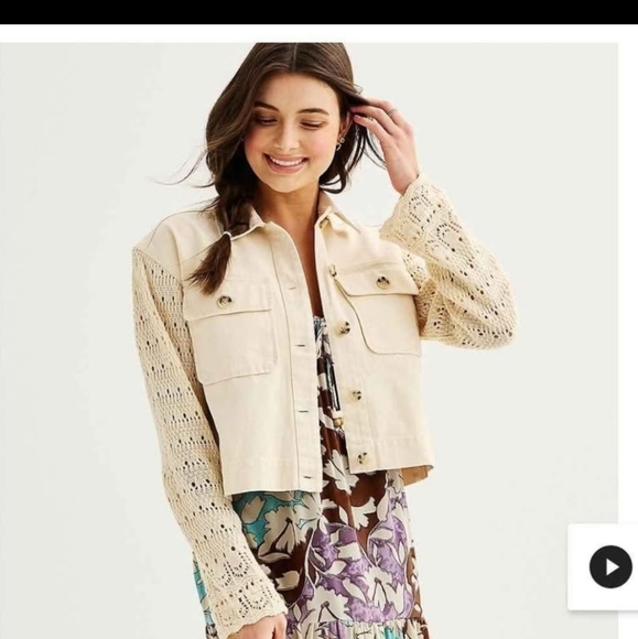 Women's juniors crotchet button front jacket size L NWT - Picture 6 of 6